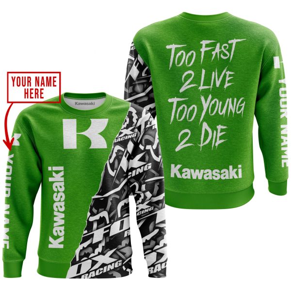 TOO FAST TO LIVE TOO YOUNG TO DIE - LIMITED EDITION - CUSTOM NAME - KAWASAKI - GREEN - Image 3