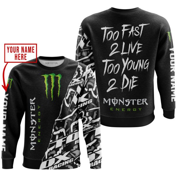 TOO FAST TO LIVE TOO YOUNG TO DIE - LIMITED EDITION - CUSTOM NAME - MONSTER - BLACK - Image 3
