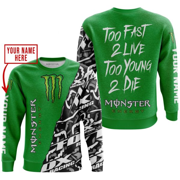 TOO FAST TO LIVE TOO YOUNG TO DIE - LIMITED EDITION - CUSTOM NAME - MONSTER - GREEN - Image 3