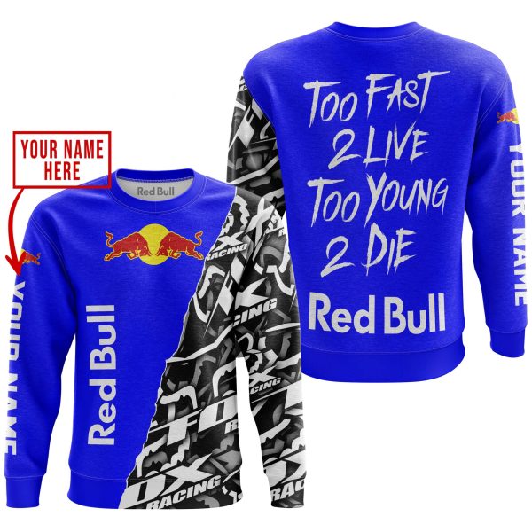 TOO FAST TO LIVE TOO YOUNG TO DIE - LIMITED EDITION - CUSTOM NAME - RED BULL - BLUE - Image 3