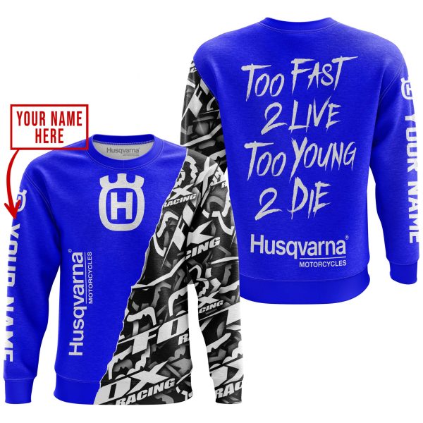 TOO FAST TO LIVE TOO YOUNG TO DIE - LIMITED EDITION - CUSTOM NAME - HUSQVARNA - BLUE - Image 3