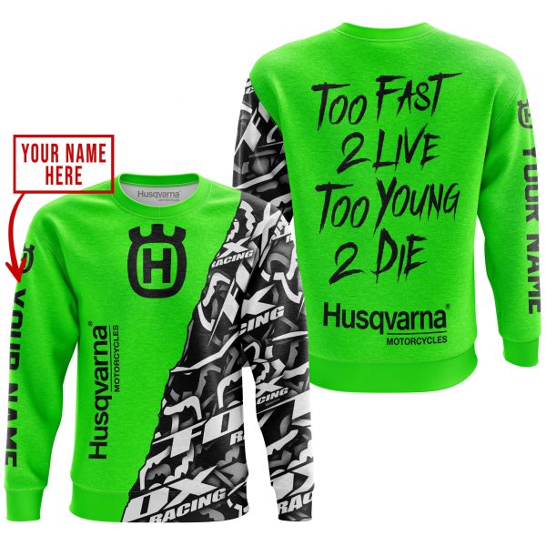 TOO FAST TO LIVE TOO YOUNG TO DIE - LIMITED EDITION - CUSTOM NAME - HUSQVARNA - GREEN - Image 3