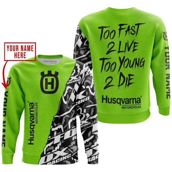 TOO FAST TO LIVE TOO YOUNG TO DIE - LIMITED EDITION - CUSTOM NAME - HUSQVARNA - GREEN 1 - Image 3