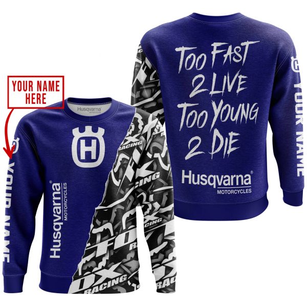 TOO FAST TO LIVE TOO YOUNG TO DIE - LIMITED EDITION - CUSTOM NAME - HUSQVARNA - NAVY - Image 3