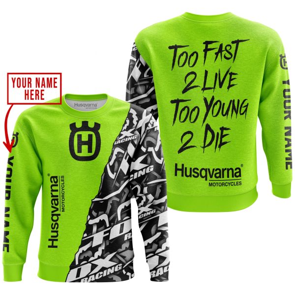 TOO FAST TO LIVE TOO YOUNG TO DIE - LIMITED EDITION - CUSTOM NAME - HUSQVARNA - NEON - Image 3