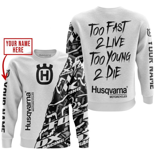 TOO FAST TO LIVE TOO YOUNG TO DIE - LIMITED EDITION - CUSTOM NAME - HUSQVARNA - WHITE - Image 3
