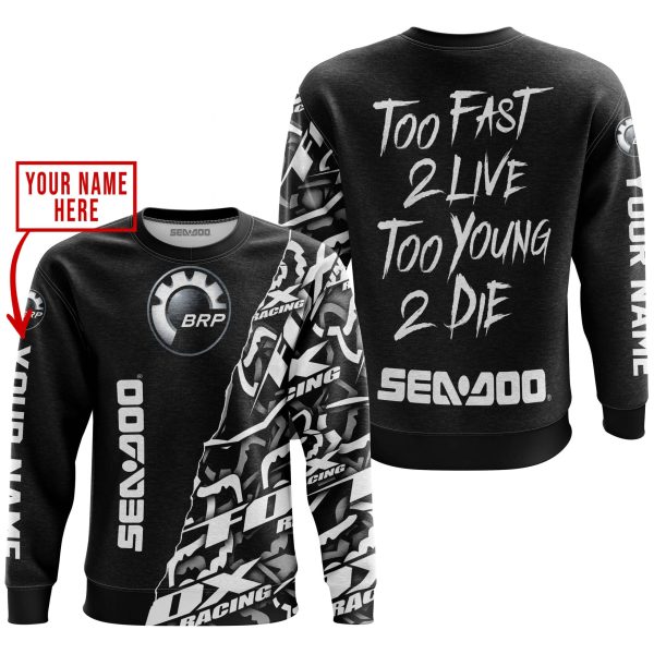 TOO FAST TO LIVE TOO YOUNG TO DIE - LIMITED EDITION - CUSTOM NAME - SEA DOO - BLACK - Image 3