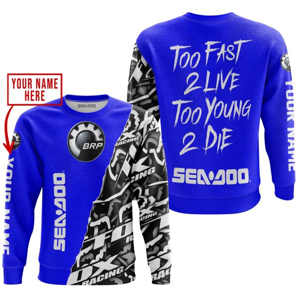 TOO FAST TO LIVE TOO YOUNG TO DIE - LIMITED EDITION - CUSTOM NAME - SEA DOO - BLUE - Image 2