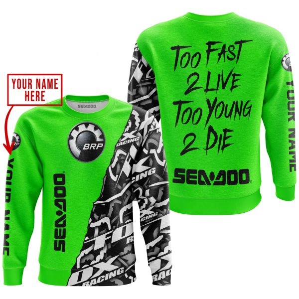 TOO FAST TO LIVE TOO YOUNG TO DIE - LIMITED EDITION - CUSTOM NAME - SEA DOO - GREEN - Image 3