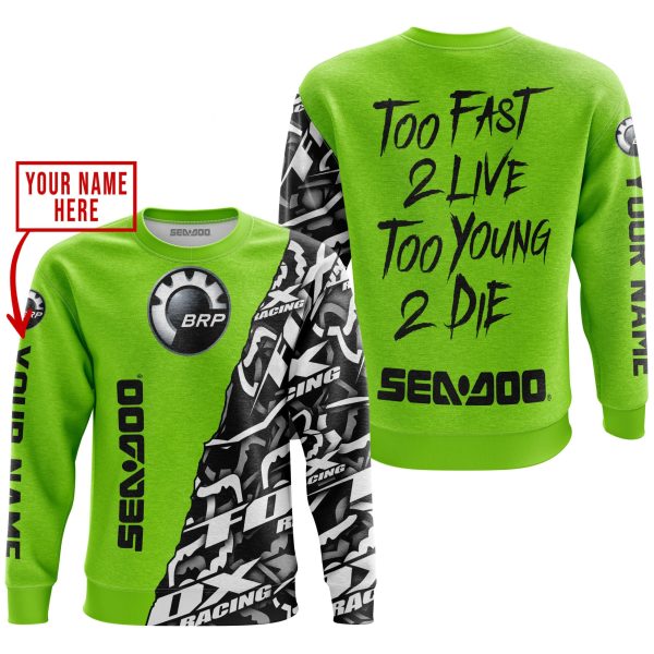 TOO FAST TO LIVE TOO YOUNG TO DIE - LIMITED EDITION - CUSTOM NAME - SEA DOO - GREEN 1 - Image 3