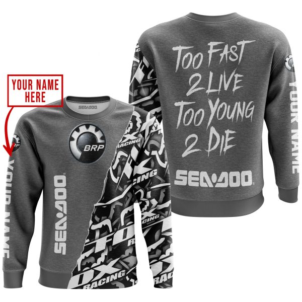 TOO FAST TO LIVE TOO YOUNG TO DIE - LIMITED EDITION - CUSTOM NAME - SEA DOO - GREY - Image 3