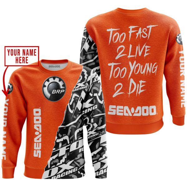 TOO FAST TO LIVE TOO YOUNG TO DIE - LIMITED EDITION - CUSTOM NAME - SEA DOO - ORANGE - Image 3