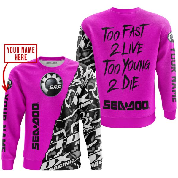 TOO FAST TO LIVE TOO YOUNG TO DIE - LIMITED EDITION - CUSTOM NAME - SEA DOO - PINK - Image 3