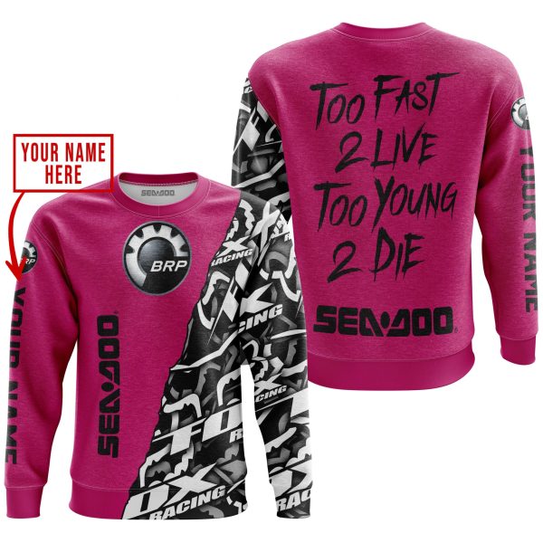 TOO FAST TO LIVE TOO YOUNG TO DIE - LIMITED EDITION - CUSTOM NAME - SEA DOO - PINK 1 - Image 3