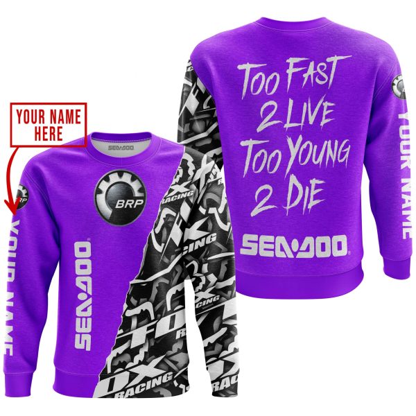 TOO FAST TO LIVE TOO YOUNG TO DIE - LIMITED EDITION - CUSTOM NAME - SEA DOO - PURPLE - Image 3