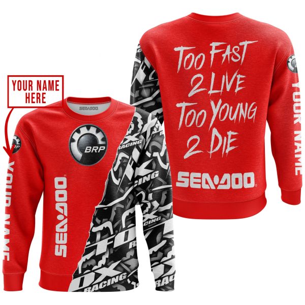 TOO FAST TO LIVE TOO YOUNG TO DIE - LIMITED EDITION - CUSTOM NAME - SEA DOO - RED - Image 3
