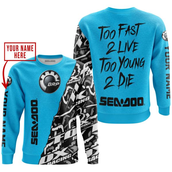 TOO FAST TO LIVE TOO YOUNG TO DIE - LIMITED EDITION - CUSTOM NAME - SEA DOO - SKY BLUE - Image 3
