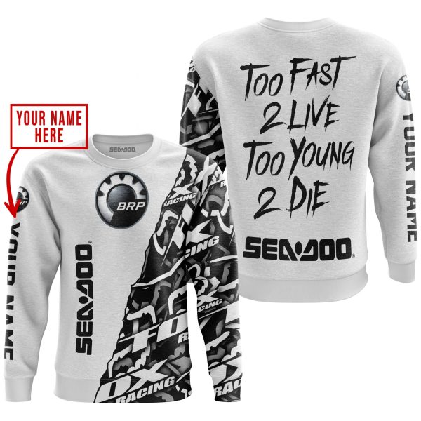 TOO FAST TO LIVE TOO YOUNG TO DIE - LIMITED EDITION - CUSTOM NAME - SEA DOO - WHITE - Image 3