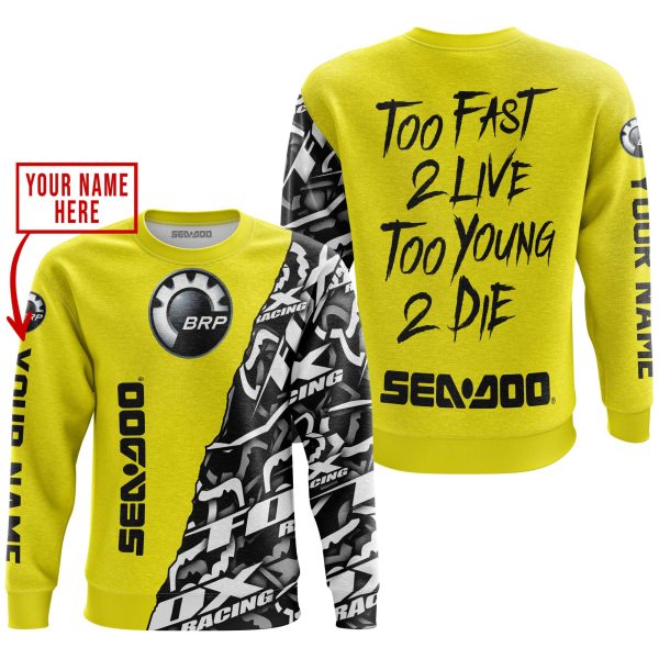 TOO FAST TO LIVE TOO YOUNG TO DIE - LIMITED EDITION - CUSTOM NAME - SEA DOO - YELLOW - Image 3