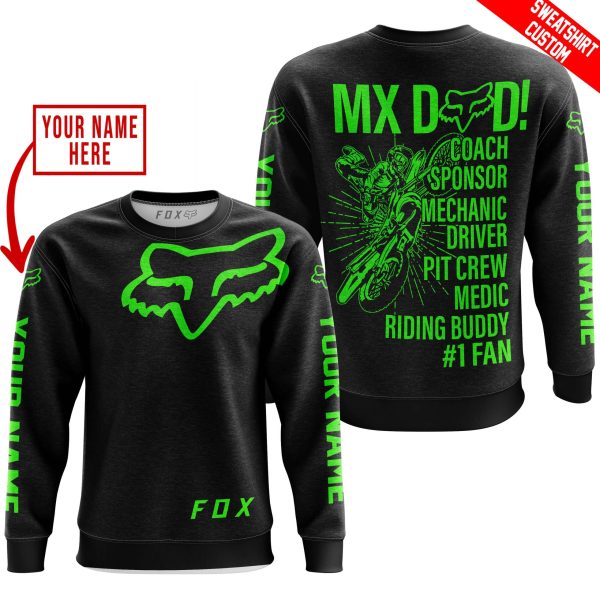 MX DAD - PERSONALISED GIFTS FOR CHILDREN & ADULTS - FOX RACING - GREEN BLACK - Image 3