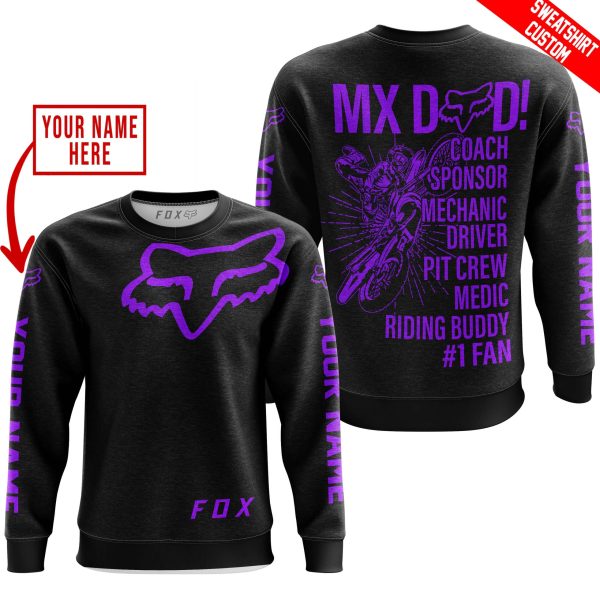 MX DAD - PERSONALISED GIFTS FOR CHILDREN & ADULTS - FOX RACING - PURPLE BLACK - Image 3