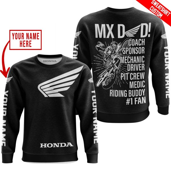 MX DAD - PERSONALISED GIFTS FOR CHILDREN & ADULTS - HONDA - BLACK WHITE - Image 3