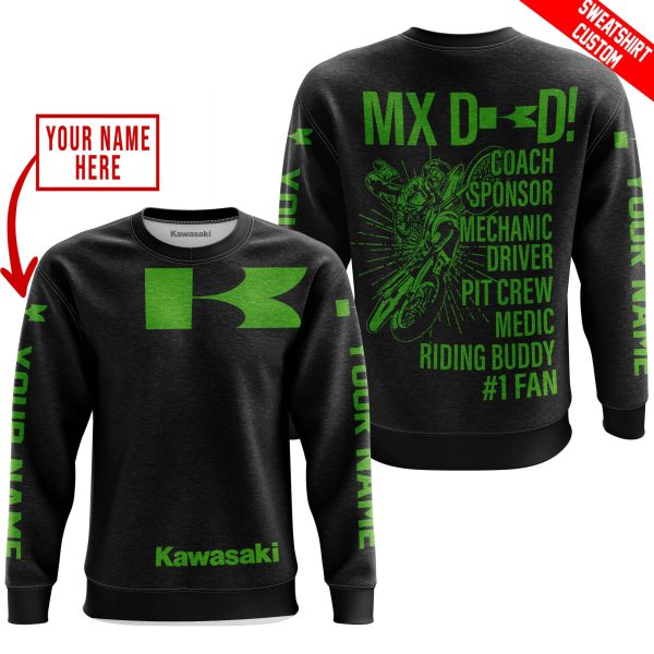 MX DAD - PERSONALISED GIFTS FOR CHILDREN & ADULTS - KAWASAKI - BLACK GREEN - Image 3