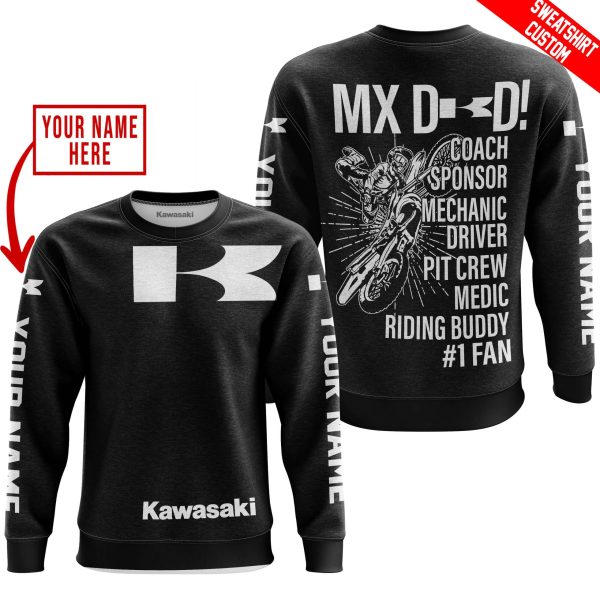 MX DAD - PERSONALISED GIFTS FOR CHILDREN & ADULTS - KAWASAKI - BLACK WHITE - Image 3