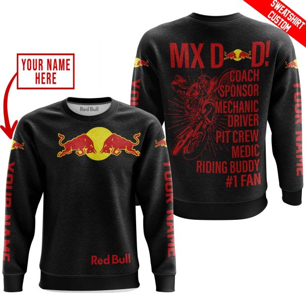 MX DAD - PERSONALISED GIFTS FOR CHILDREN & ADULTS - RED BULL - BLACK RED - Image 3