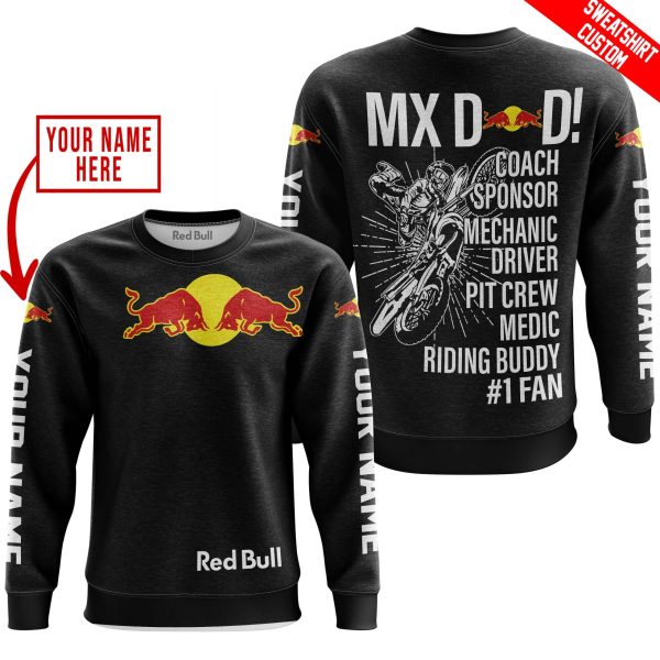 MX DAD - PERSONALISED GIFTS FOR CHILDREN & ADULTS - RED BULL - BLACK WHITE - Image 3