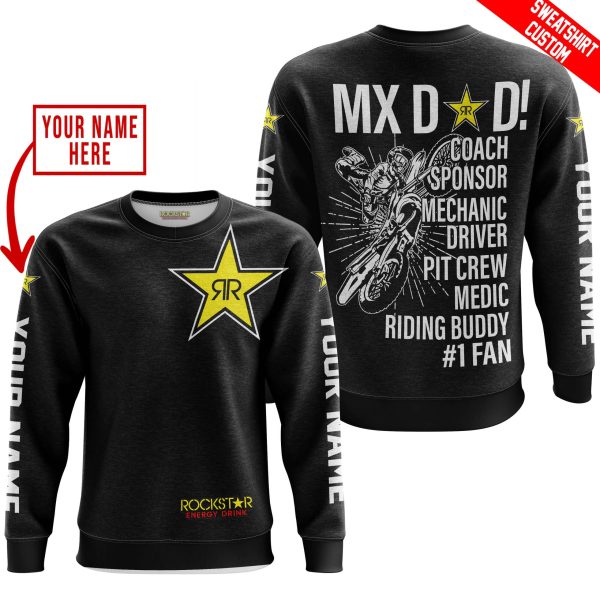 MX DAD - PERSONALISED GIFTS FOR CHILDREN & ADULTS - ROCKSTAR - BLACK WHITE - Image 3