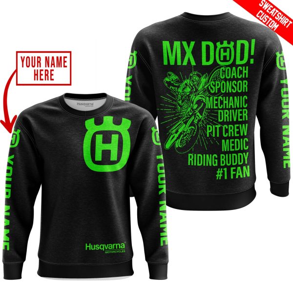 MX DAD - PERSONALISED GIFTS FOR CHILDREN & ADULTS - HUSQVARNA - BLACK GREEN - Image 3