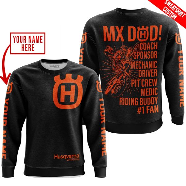 MX DAD - PERSONALISED GIFTS FOR CHILDREN & ADULTS - HUSQVARNA - BLACK ORANGE - Image 3