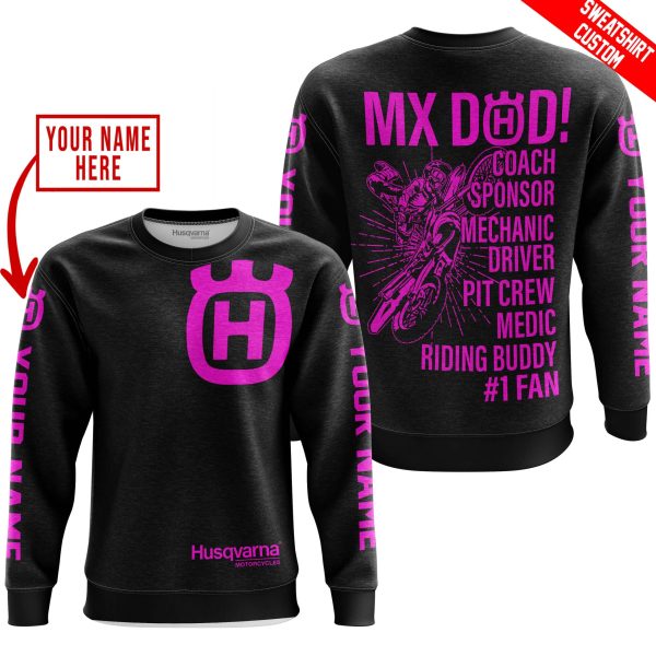 MX DAD - PERSONALISED GIFTS FOR CHILDREN & ADULTS - HUSQVARNA - BLACK PINK - Image 3