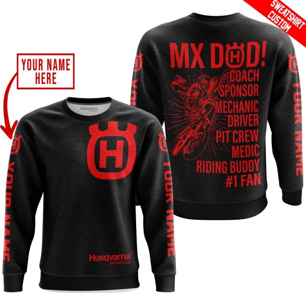 MX DAD - PERSONALISED GIFTS FOR CHILDREN & ADULTS - HUSQVARNA - BLACK RED - Image 3