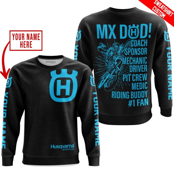 MX DAD - PERSONALISED GIFTS FOR CHILDREN & ADULTS - HUSQVARNA - BLACK SKY BLUE - Image 3