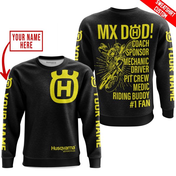 MX DAD - PERSONALISED GIFTS FOR CHILDREN & ADULTS - HUSQVARNA - BLACK YELLOW - Image 3