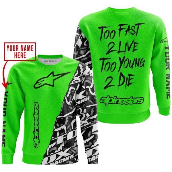 TOO FAST TO LIVE TOO YOUNG TO DIE - LIMITED EDITION - CUSTOM NAME - ALPINESTARS - GREEN - Image 3