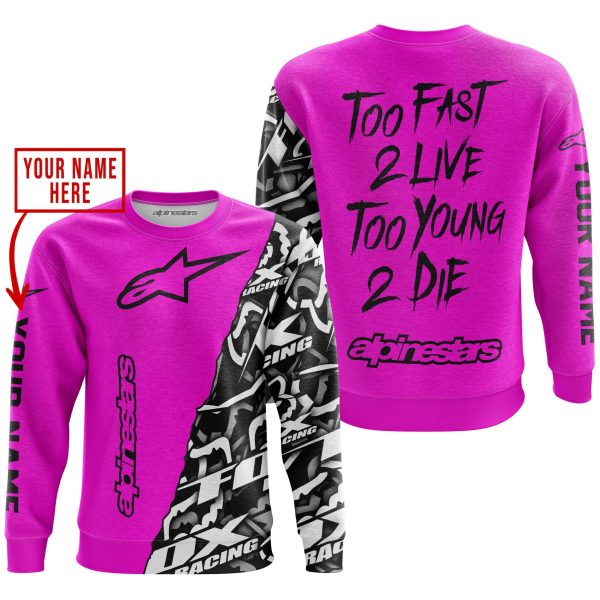 TOO FAST TO LIVE TOO YOUNG TO DIE - LIMITED EDITION - CUSTOM NAME - ALPINESTARS - PINK - Image 3
