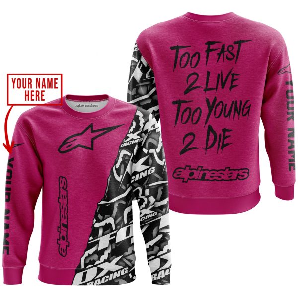 TOO FAST TO LIVE TOO YOUNG TO DIE - LIMITED EDITION - CUSTOM NAME - ALPINESTARS - PINK 1 - Image 3