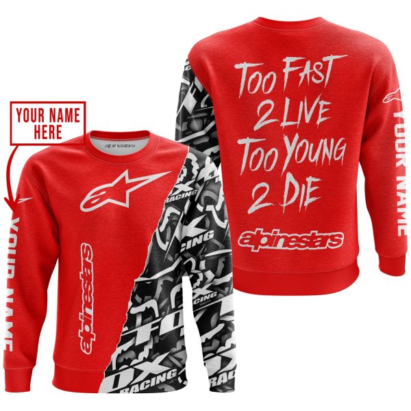 TOO FAST TO LIVE TOO YOUNG TO DIE - LIMITED EDITION - CUSTOM NAME - ALPINESTARS - RED - Image 3