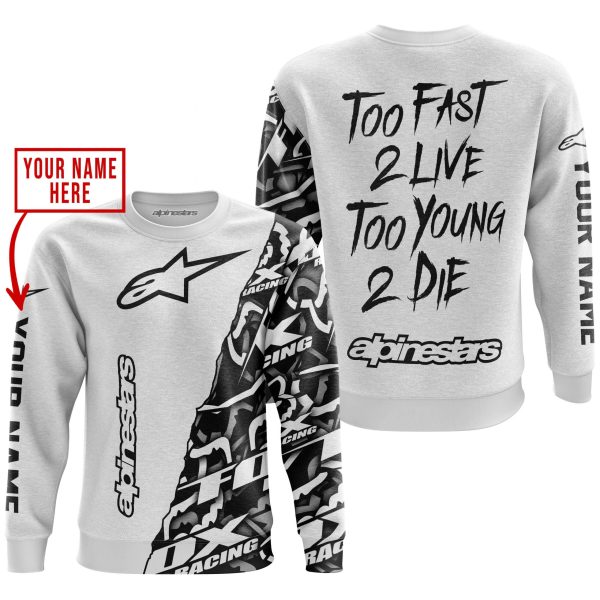 TOO FAST TO LIVE TOO YOUNG TO DIE - LIMITED EDITION - CUSTOM NAME - ALPINESTARS - WHITE - Image 4