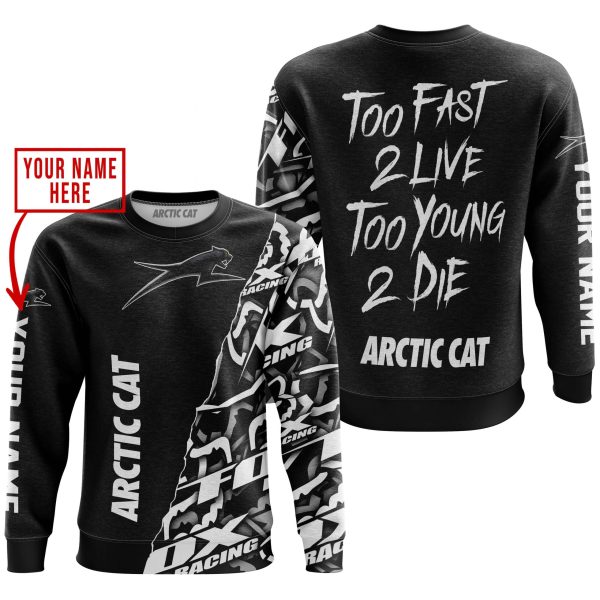 TOO FAST TO LIVE TOO YOUNG TO DIE - LIMITED EDITION - CUSTOM NAME - ARCTIC CAT - BLACK - Image 3