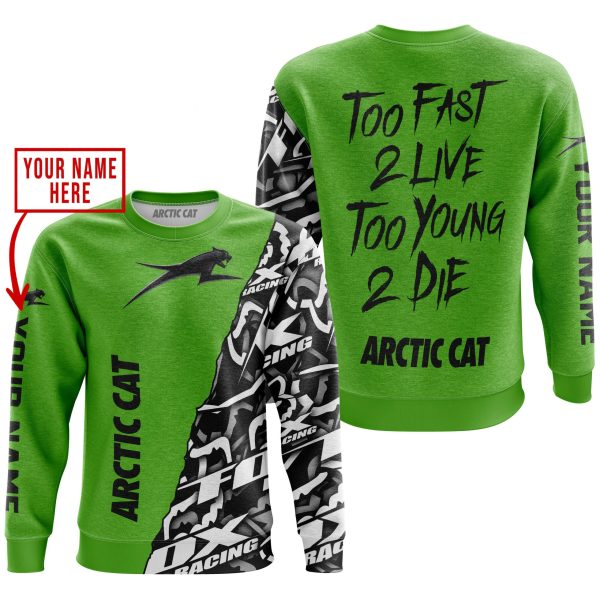 TOO FAST TO LIVE TOO YOUNG TO DIE - LIMITED EDITION - CUSTOM NAME - ARCTIC CAT - GREEN - Image 3