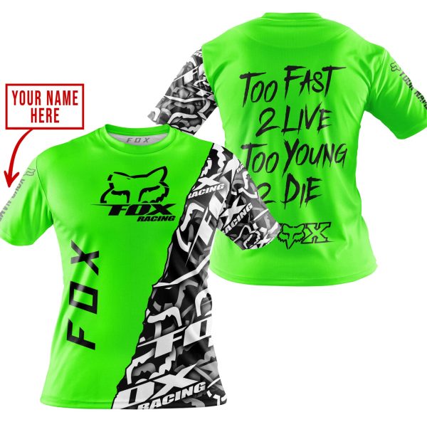 TOO FAST TO LIVE TOO YOUNG TO DIE - LIMITED EDITION - CUSTOM NAME - FOX RACING - GREEN - Image 4