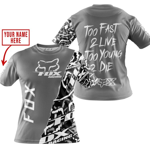 TOO FAST TO LIVE TOO YOUNG TO DIE - LIMITED EDITION - CUSTOM NAME - FOX RACING - GREY - Image 4