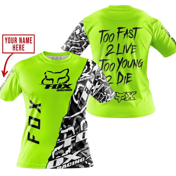 TOO FAST TO LIVE TOO YOUNG TO DIE - LIMITED EDITION - CUSTOM NAME - FOX RACING - NEON - Image 4