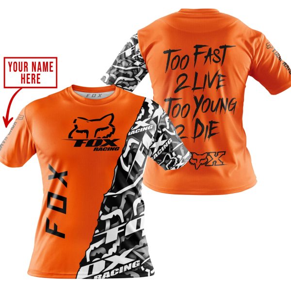 TOO FAST TO LIVE TOO YOUNG TO DIE - LIMITED EDITION - CUSTOM NAME - FOX RACING - ORANGE - Image 4