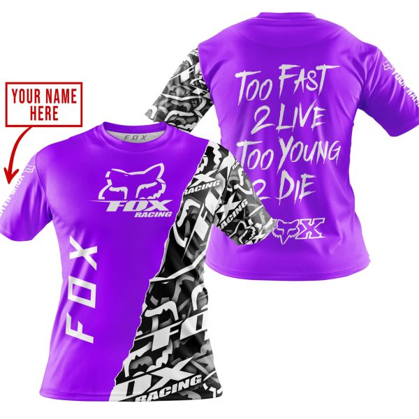TOO FAST TO LIVE TOO YOUNG TO DIE - LIMITED EDITION - CUSTOM NAME - FOX RACING - PURPLE - Image 4
