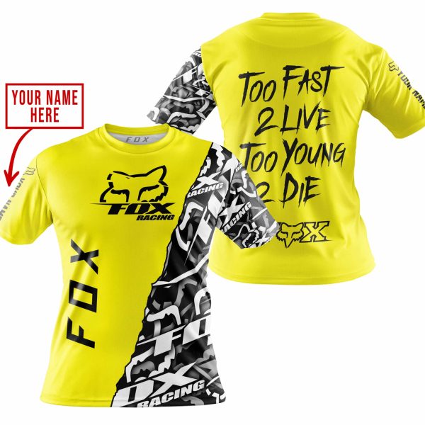 TOO FAST TO LIVE TOO YOUNG TO DIE - LIMITED EDITION - CUSTOM NAME - FOX RACING - YELLOW - Image 4